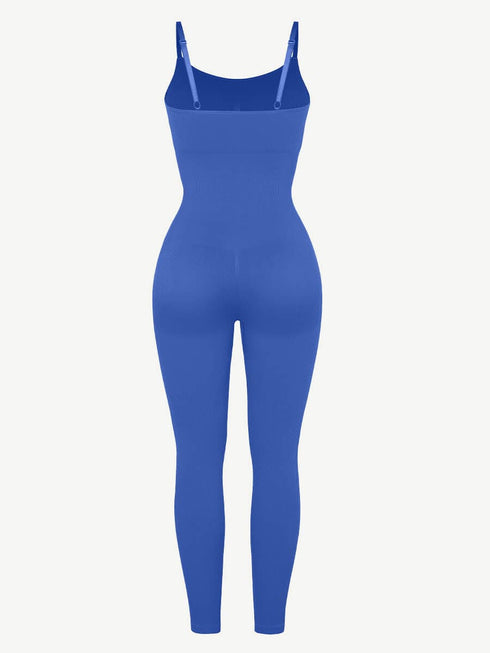 Well-in Vogue High Stretchy Seamless Sling Tummy Control Jumpsuit Removable cup pads